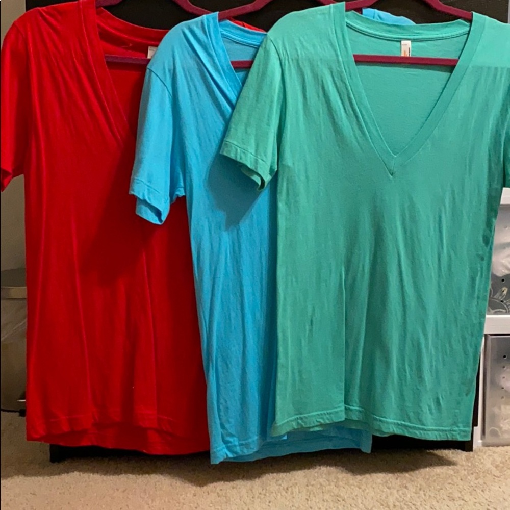 3 American Apparel V-neck tshirts